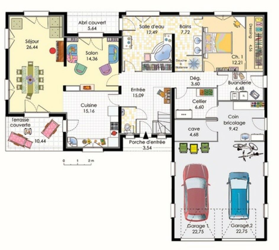 plan maison moderne sans etage