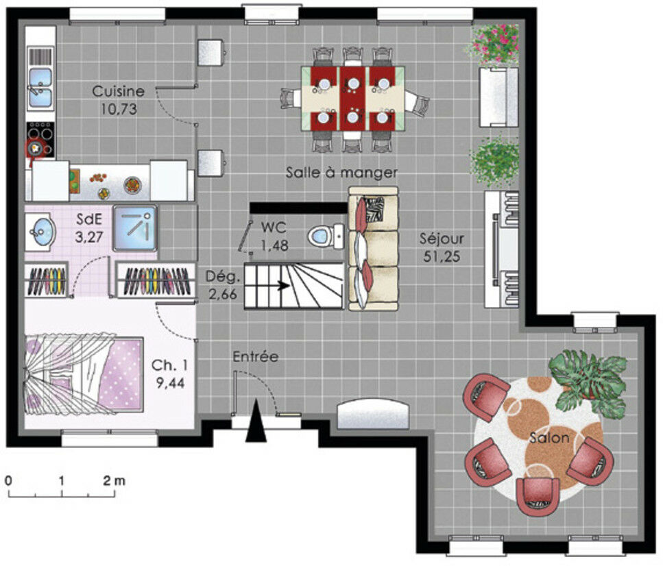 plan maison wc sous escalier