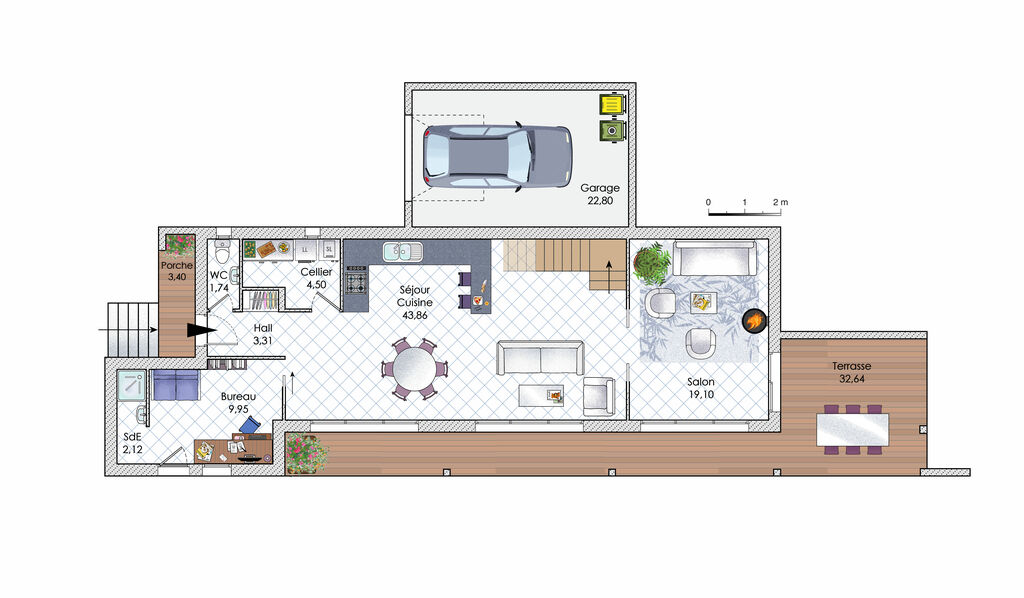 plan de maison lumineuse