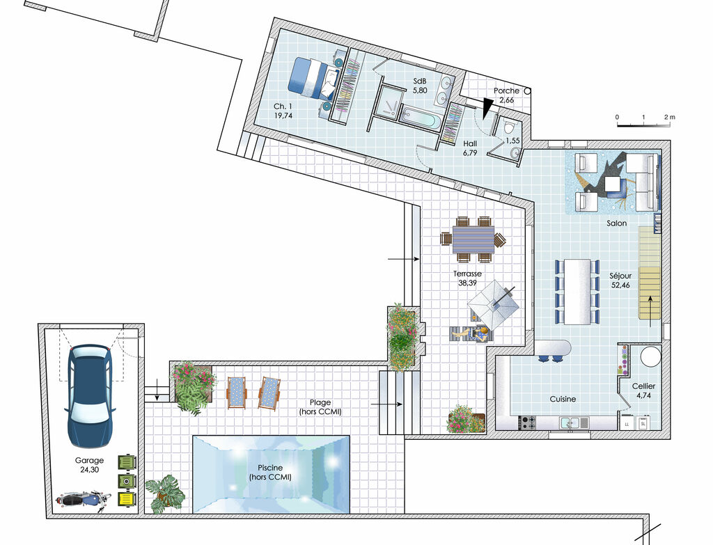 plan de maison lumineuse