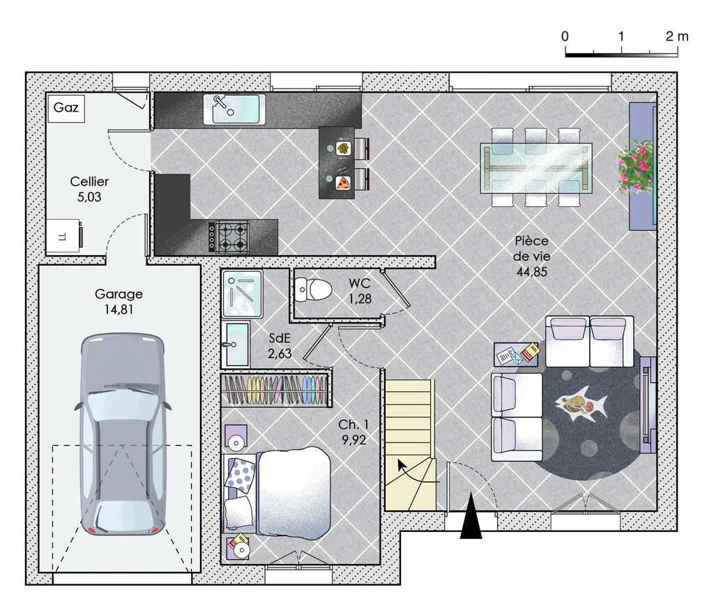 plan de maison une piece