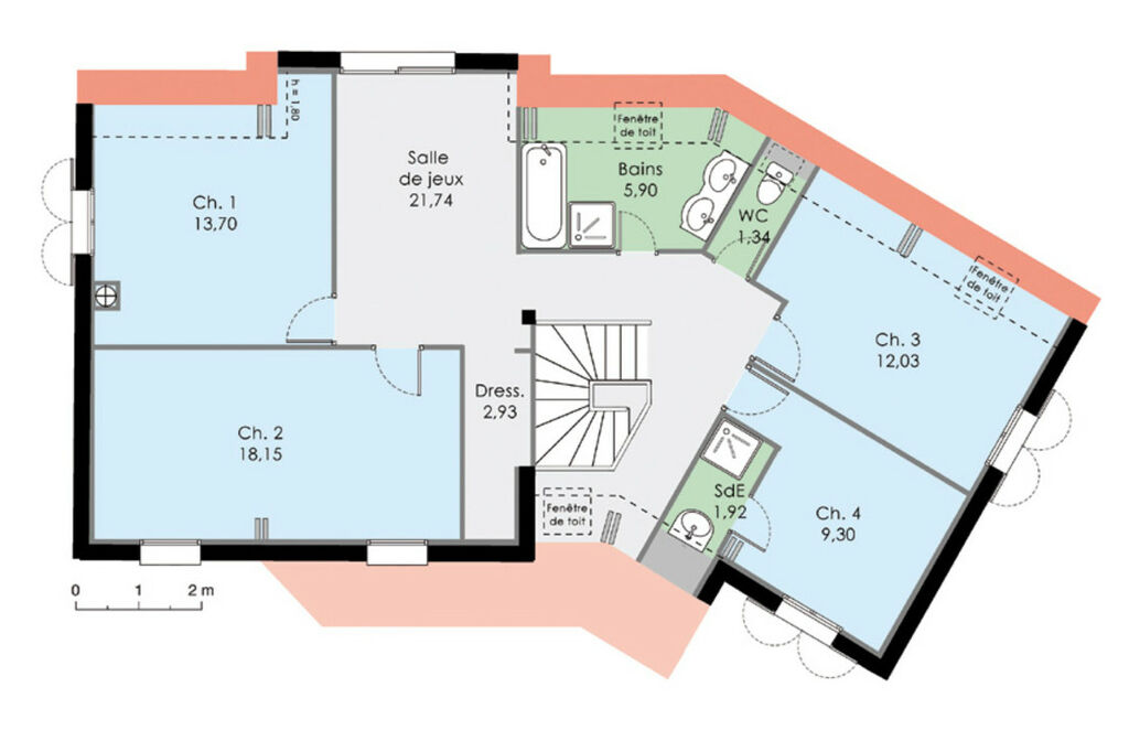 plan maison 5 pieces a etage