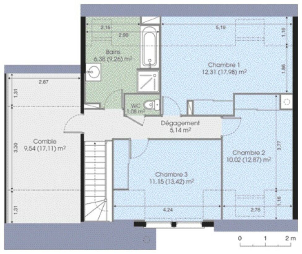 plan de maison 5 chambres etage