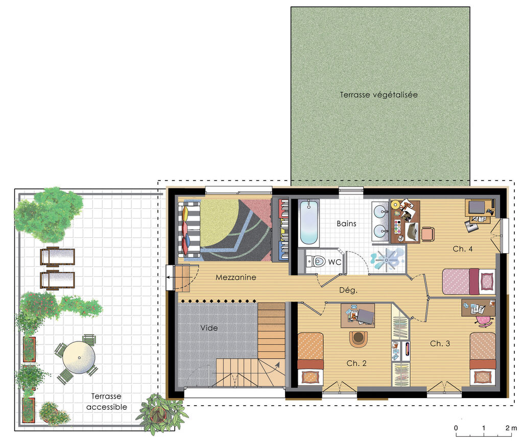 plan maison ecologique meuble etage 160