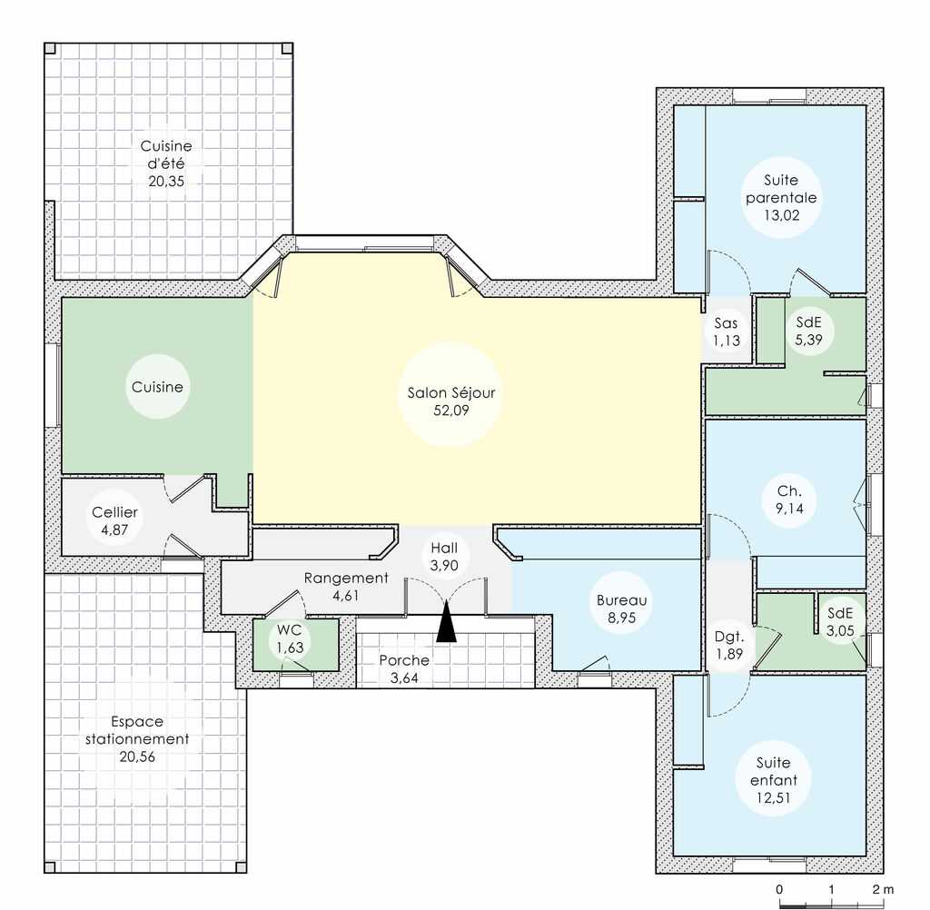 plan de maison en h