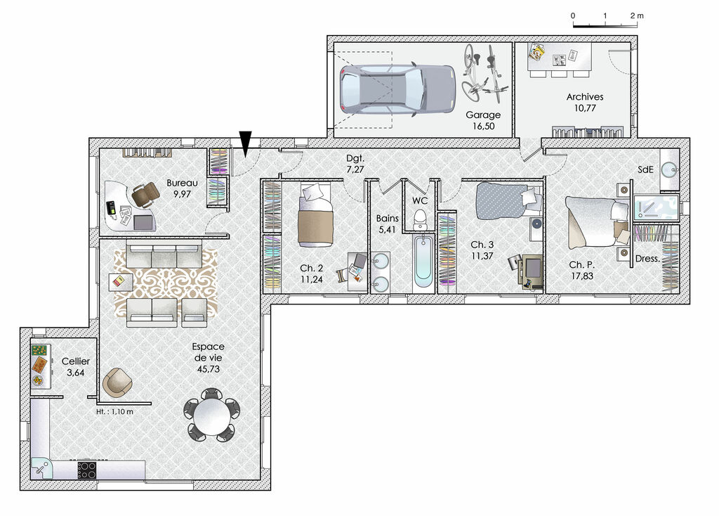 plan de maison lumineuse