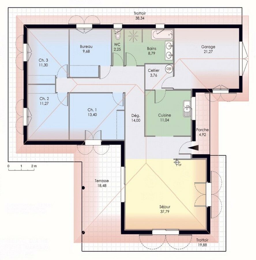 plan maison plain pied style basque