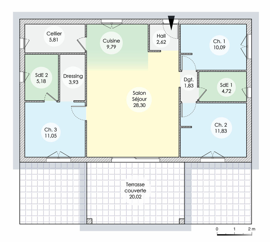 plan maison plain pied corse